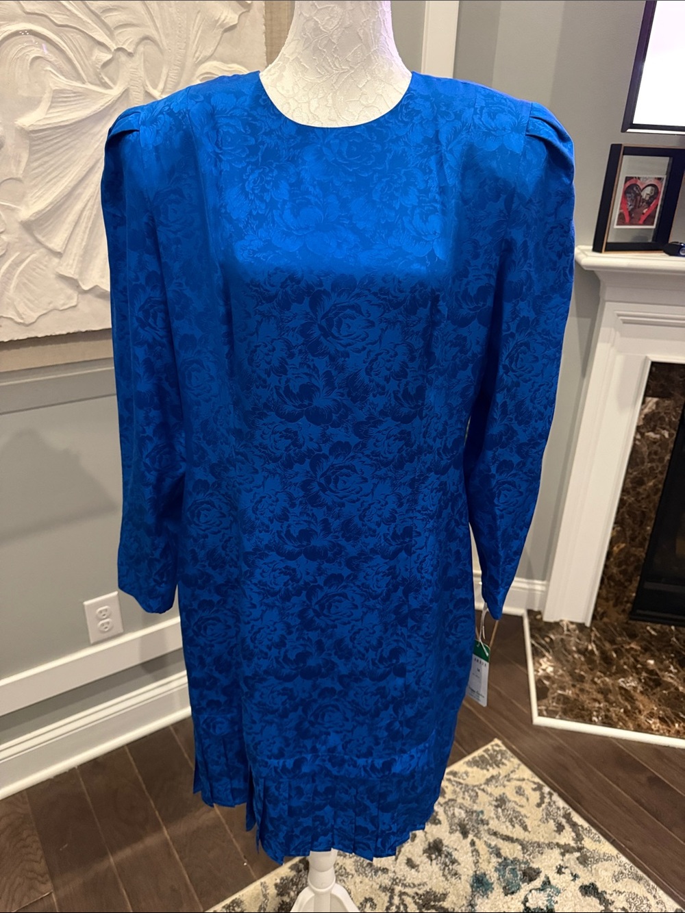 Deadstock Vintage Maggy London 100% Silk Sheath Dress Royal Blue NWT 14
